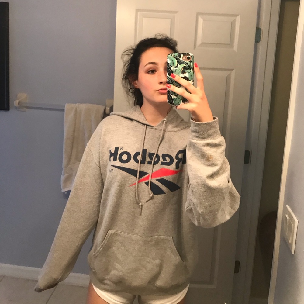 grey reebok hoodie